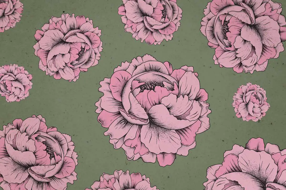 Vintage rose pattern of period wallpaper